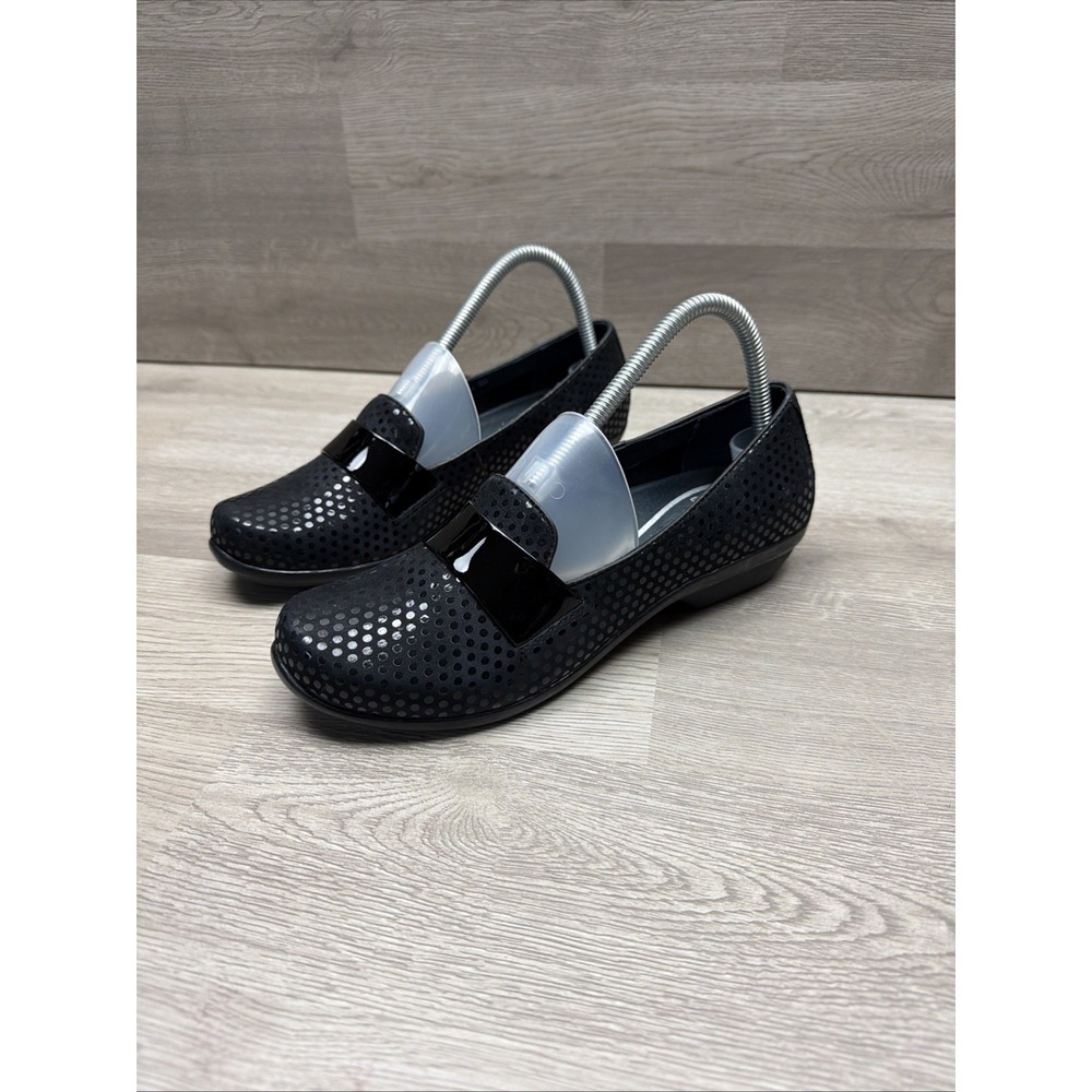 Dansko Oksana Loafers Womens Black Leather Polka Dot Leather Casual Sz 38 US 7.5